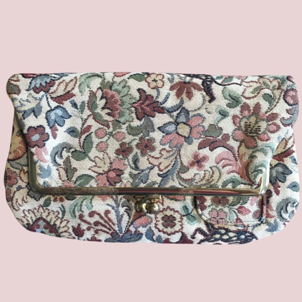 Vintage Bienen Davis Floral Tapestry Clutch